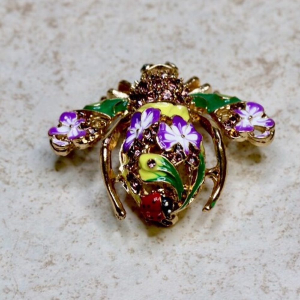 Joan Rivers Gold-Tone Orchid Bee Pin